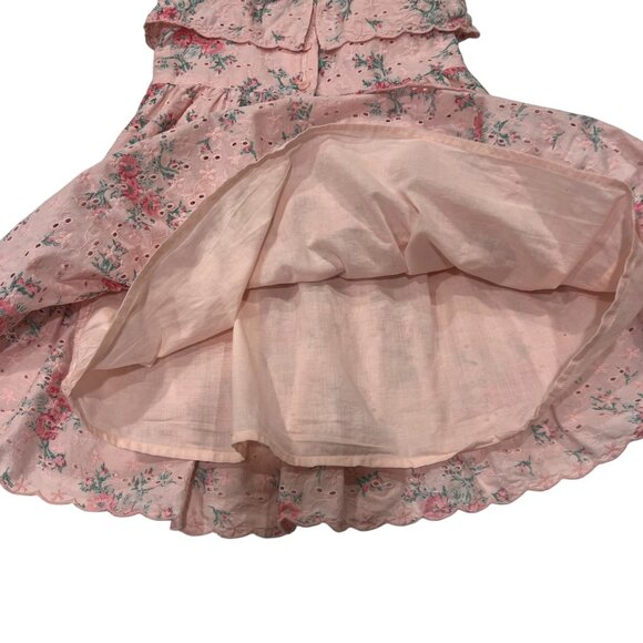 Janie and Jack Sleeveless Floral Eyelet Tiered Dress, Crystal Rose, 4 - Picture 8 of 10